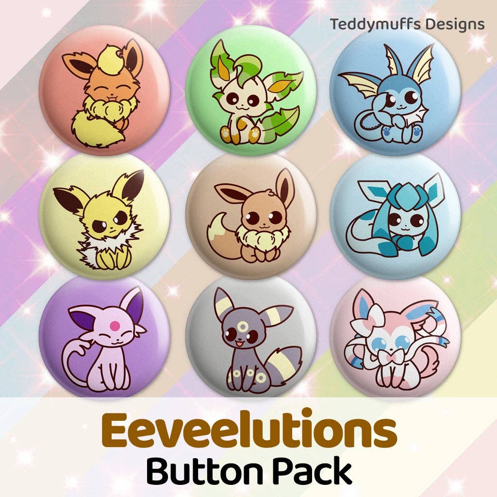 Eeveelutions Button Pins: Eeveelution Pack