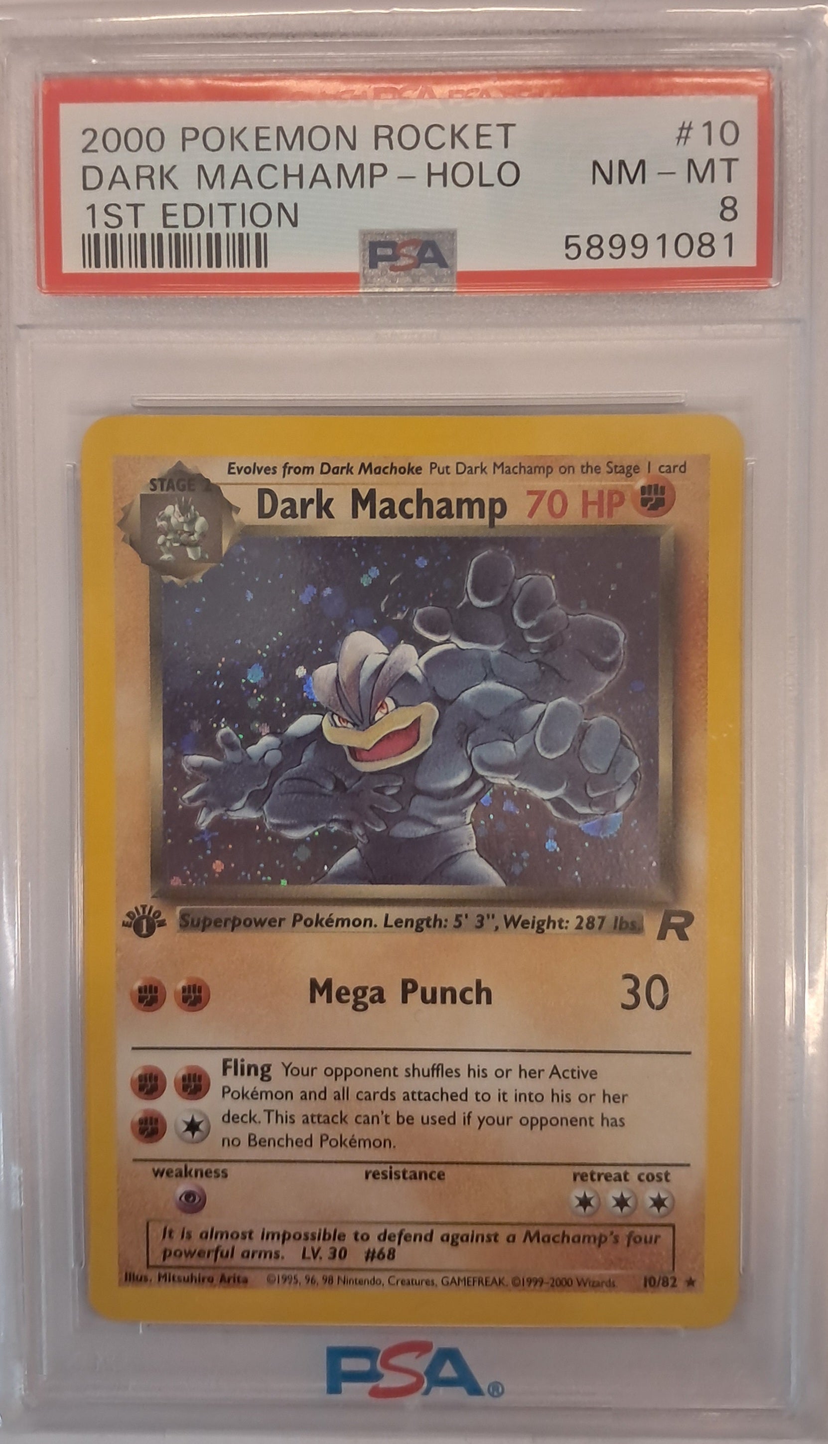 2000 (Team Rocket) Dark Machamp - Holo - PSA 8