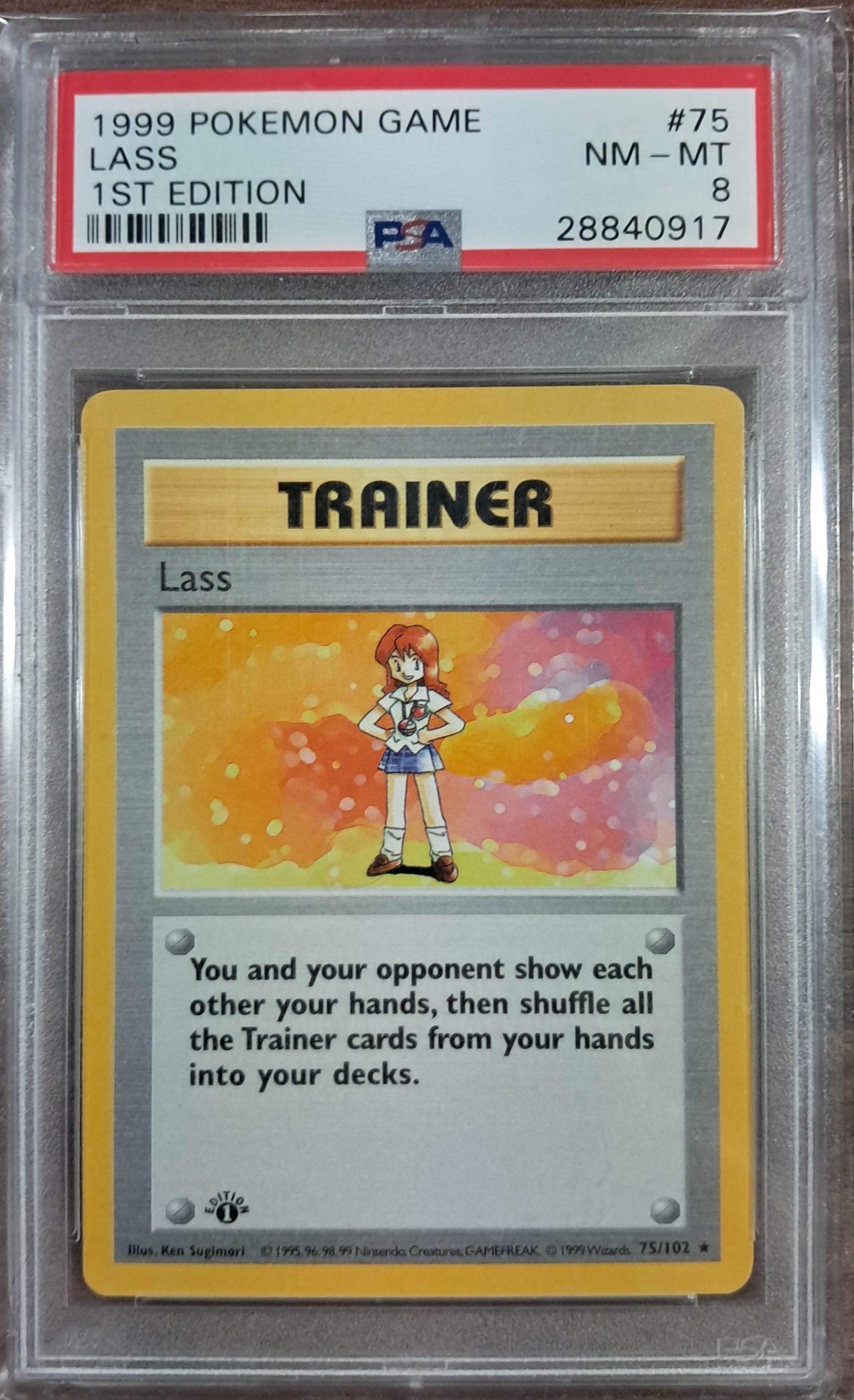 1999 (Base Set 1) Trainer Lass - 1st Edition - PSA 8