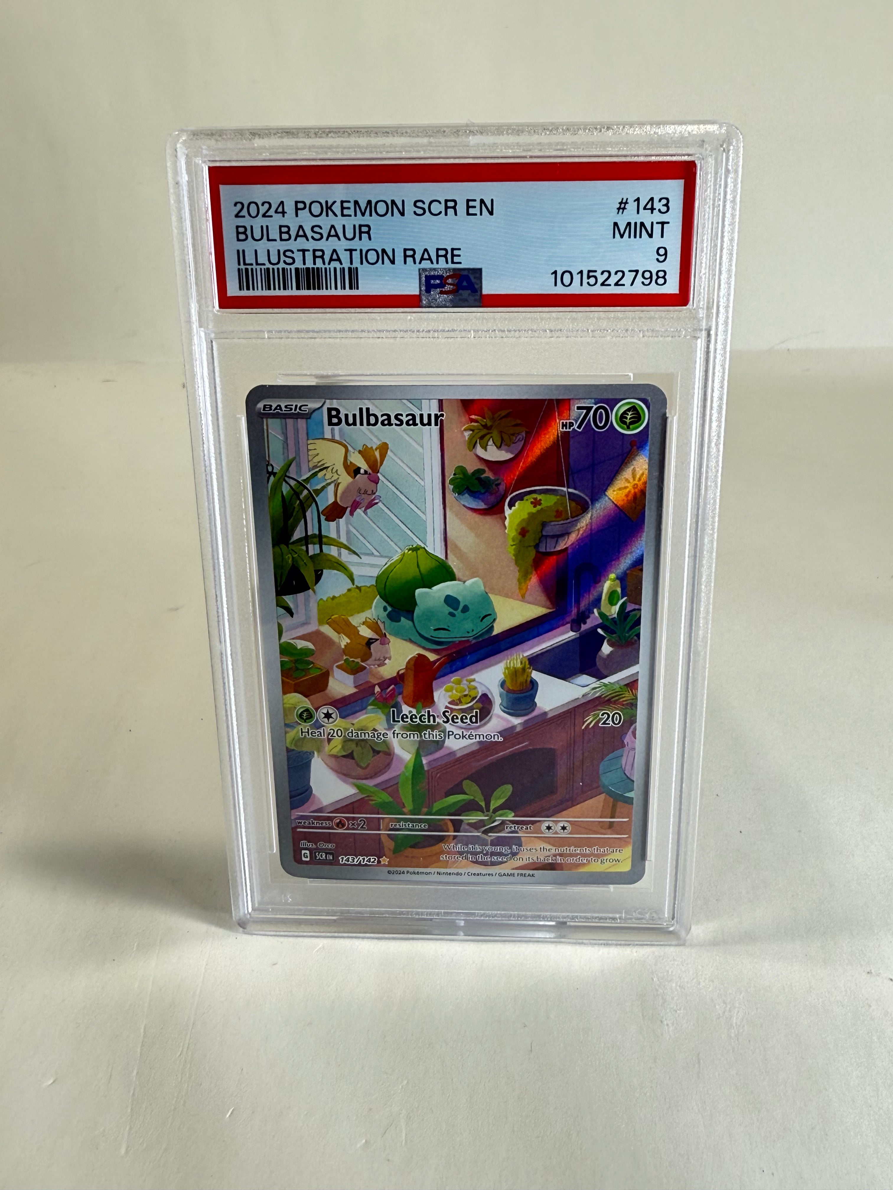 BULBASAUR 143 ILLUSTRATION RARE PSA 9 MINT 2024 POKEMON STELLAR CROWN