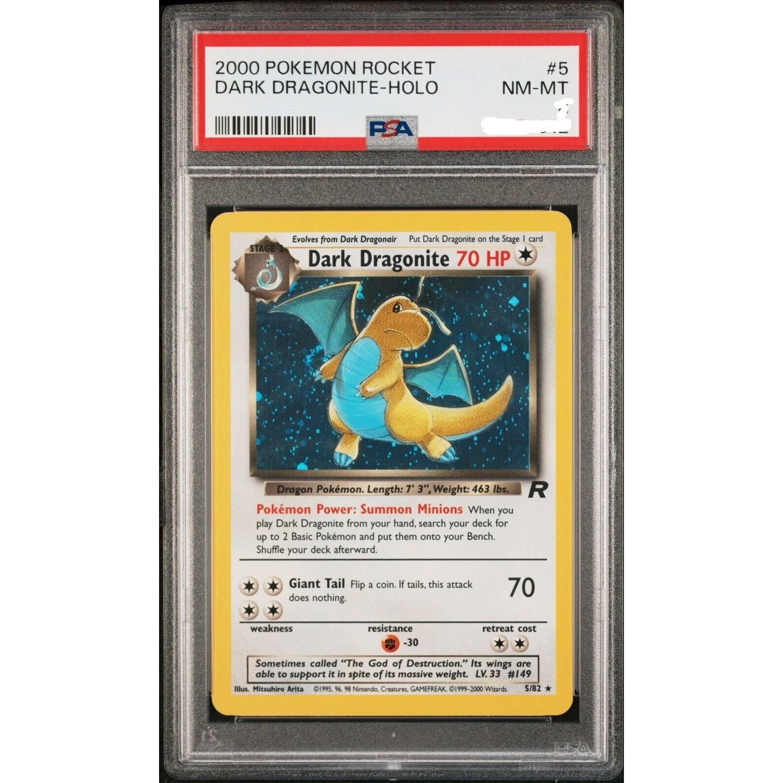 2000 Dark Dragonite Rocket Holo - PSA 5