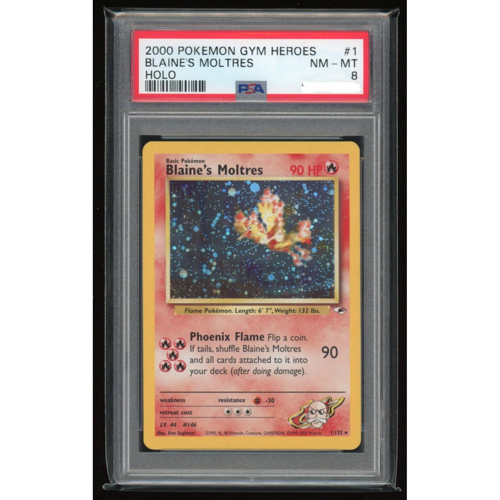 2000 Blaine's Moltres Gym Heroes Holo - PSA 8