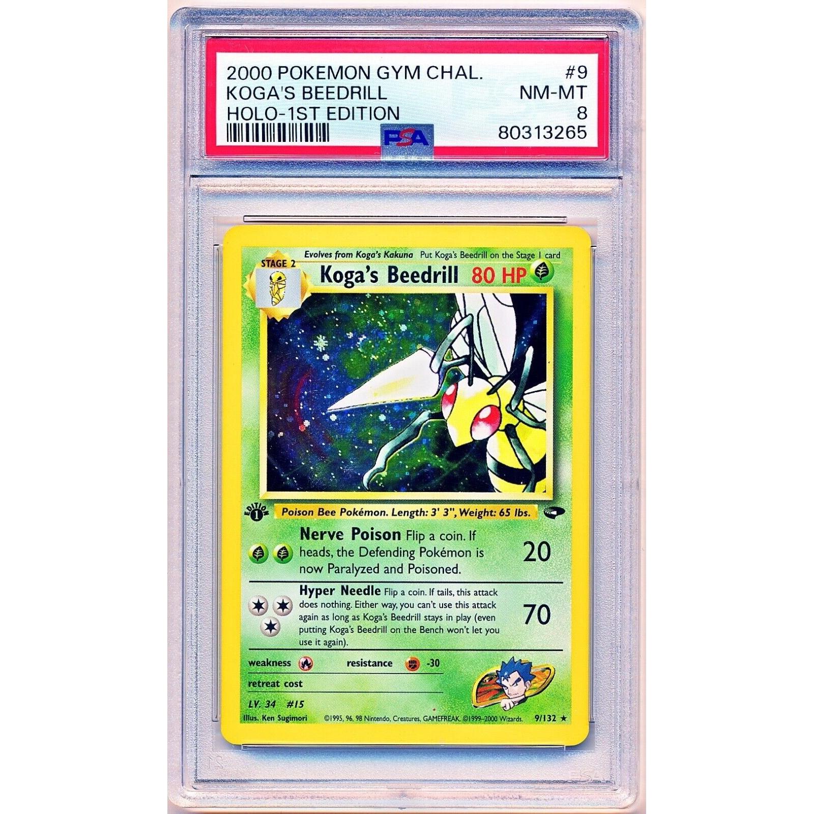 2000 Koga's Beedrill 1st Edition Holo- PSA 8